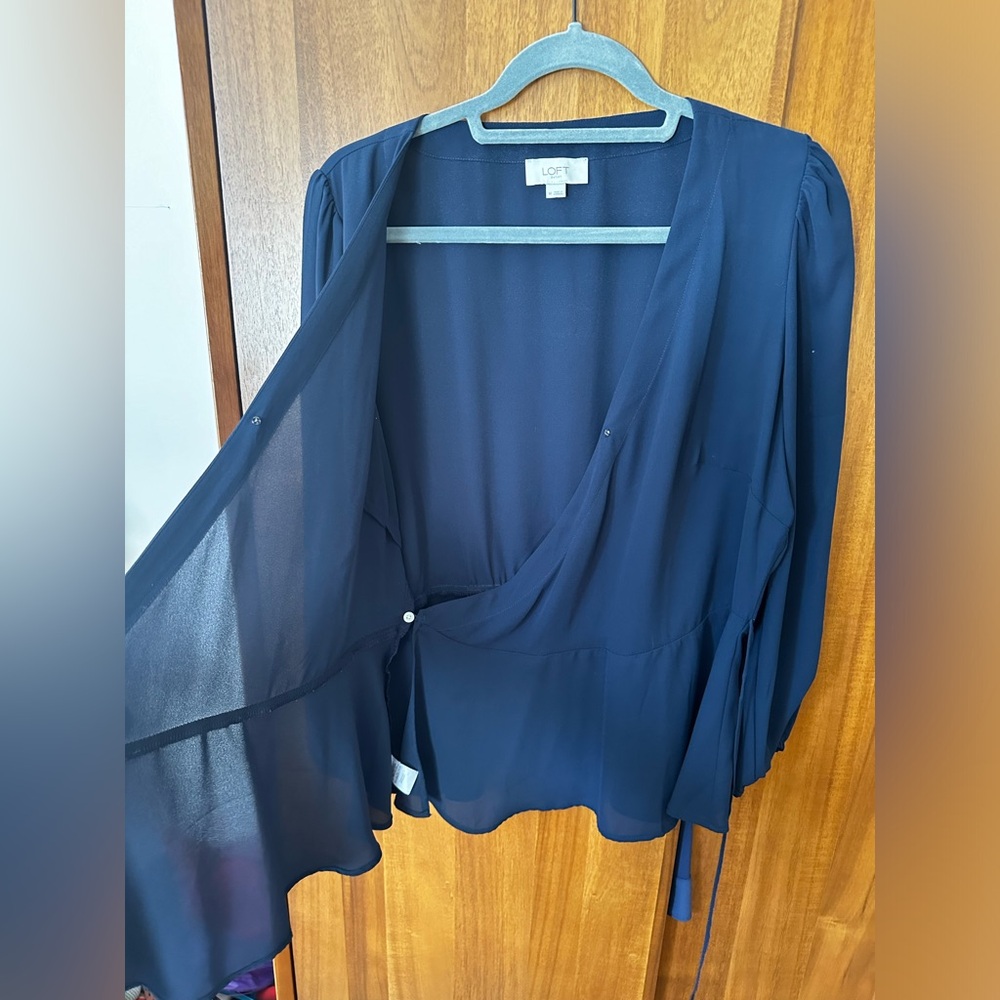 Loft navy wrap blouse - Picture 2 of 8
